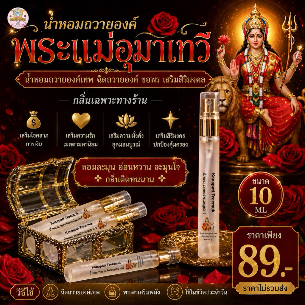 น้ำหอมกลิ่นพระแม่อุมาเทวี น้ำหอมถวายองค์เทพ ฉีดถวาย ขอพร เสริมสิริมงคล กลิ่นเฉพาะทางร้าน หอมละมุน