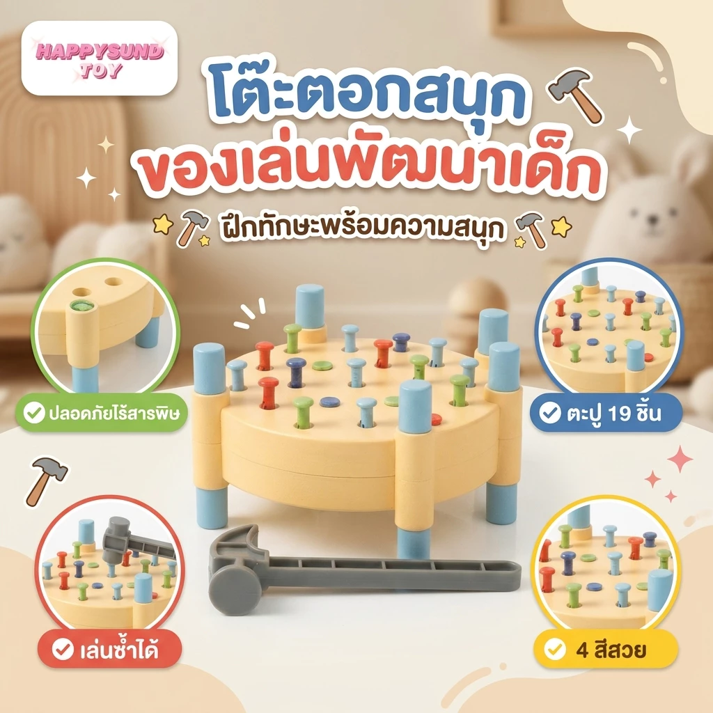 ของเล่นตอกตะปูสำหรับเด็ก: ช่วยเสริมสร้างความแข็งแรงของมือ ส่งเสริมพัฒนาการทางสมอง และเป็นของเล่นเสริมการเรียนรู้