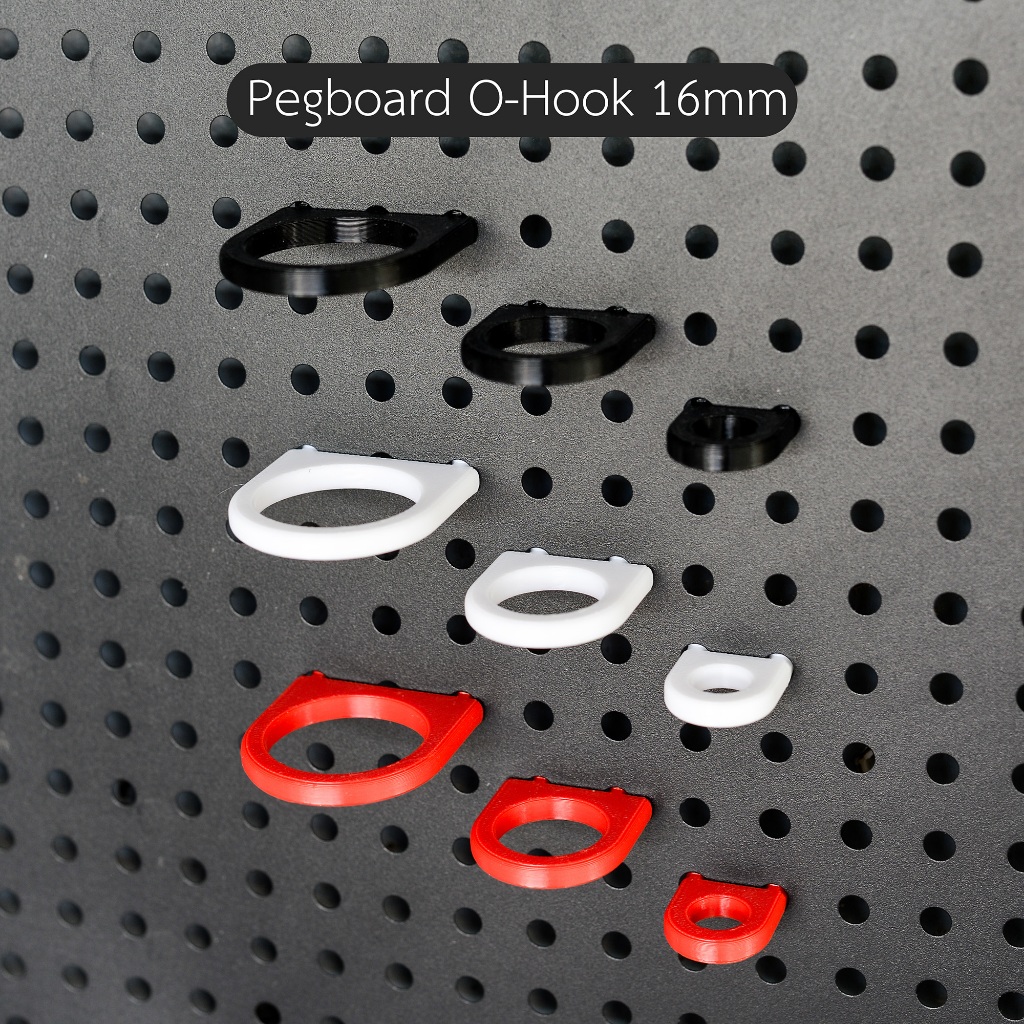Pegboard O-Hook ตะขอสำหรับเป๊กบอร์ด ระยะห่างรู 16mm