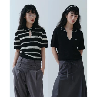 maison KEEPS | Sana Knitted Top | เสื้อไหมพรม แขนสั้น แต่งกระดุมโลโก้