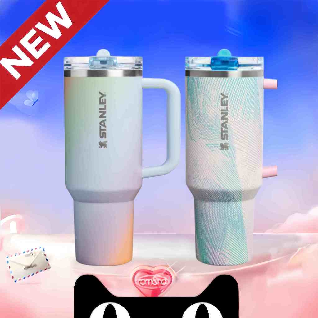 【ของแท้ 100%】Stanley The Quencher Tumbler Sunrise Spiral 40oz แก้วน้ำ แก้วเก็บความเย็น