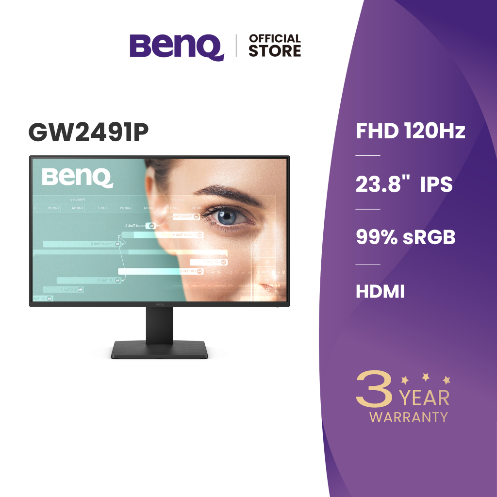 BenQ GW2491P 23.8นิ้ว 120Hz IPS FHD Eye Care Monitor (จอคอมถนอมสายตา)