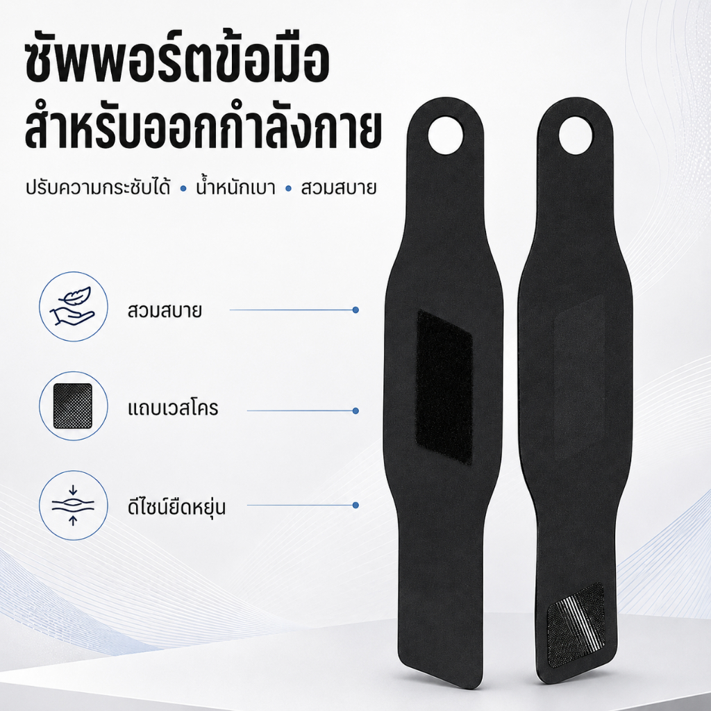สายรัดข้อมือ พยุงข้อมือ Wrist Support สำหรับออกกำลังกาย ยกน้ำหนัก เวทเทรนนิ่ง ฟิตเนส ปรับกระชับได้ ม