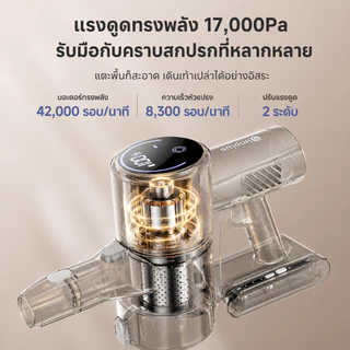 ✨จำกัดเวลา แถมไส้กรอง Simplus เครื่องดูดฝุ่นไร้สาย 17000Pa ไฟเขียวส่องฝุ่น HEPA F9 แบต 40 นาที ถังฝุ่น 0.7L XCQH017