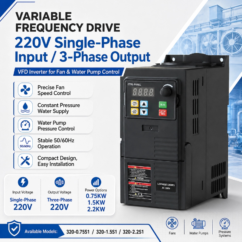 2Days⭐Local Delivery⭐VFD อินเวอร์เตอร์ 220V 1 เฟส → 3 เฟส 220V ตัวควบคุมความเร็วมอเตอร์ ปั๊มน้ำ และพ