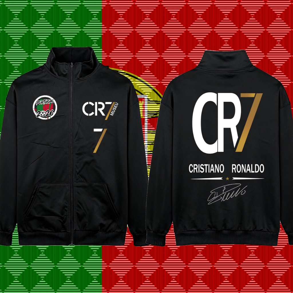 CR7 Children's and adult jackets/Portugal/Cristiano Ronaldo No.7 jersey coat คาร์ดิแกนพร้อมหมวก/ยืนค