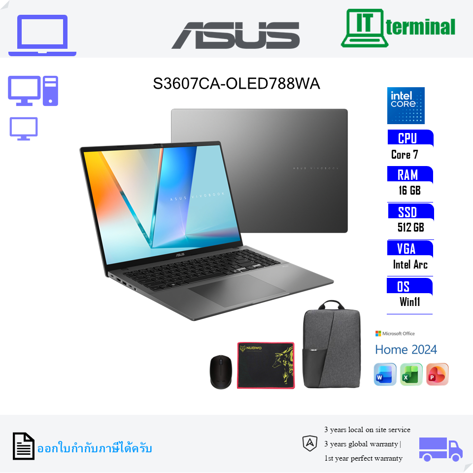NOTEBOOK (โน้ตบุ๊ค) ASUS VIVOBOOK S16 S3607CA-OLED788WA - MATTE GRAY