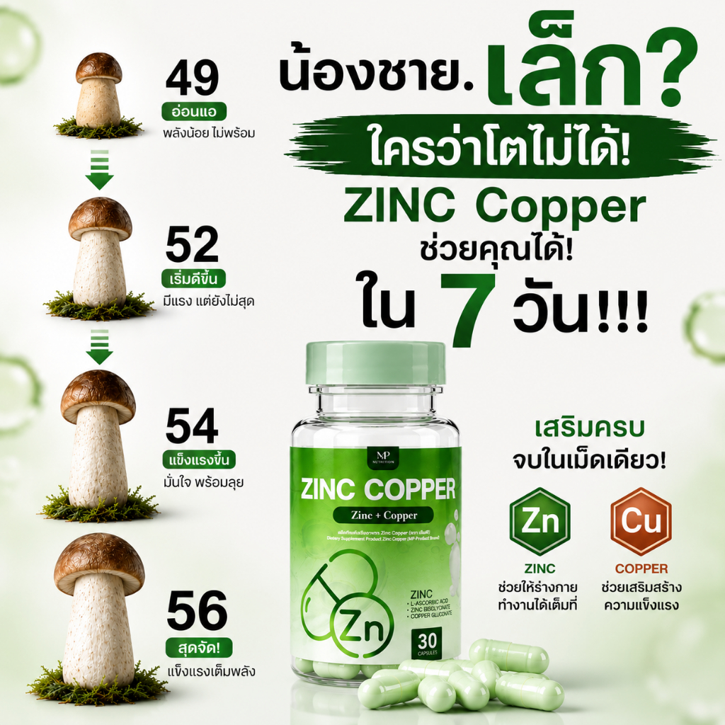 [1แถม1] ZINC COPPER : ซิ่งค์ พลัส คอปเปอร์ บำรุงสุขภาพ ลดความอ่อนเพลีย ฟื้นตัวไว