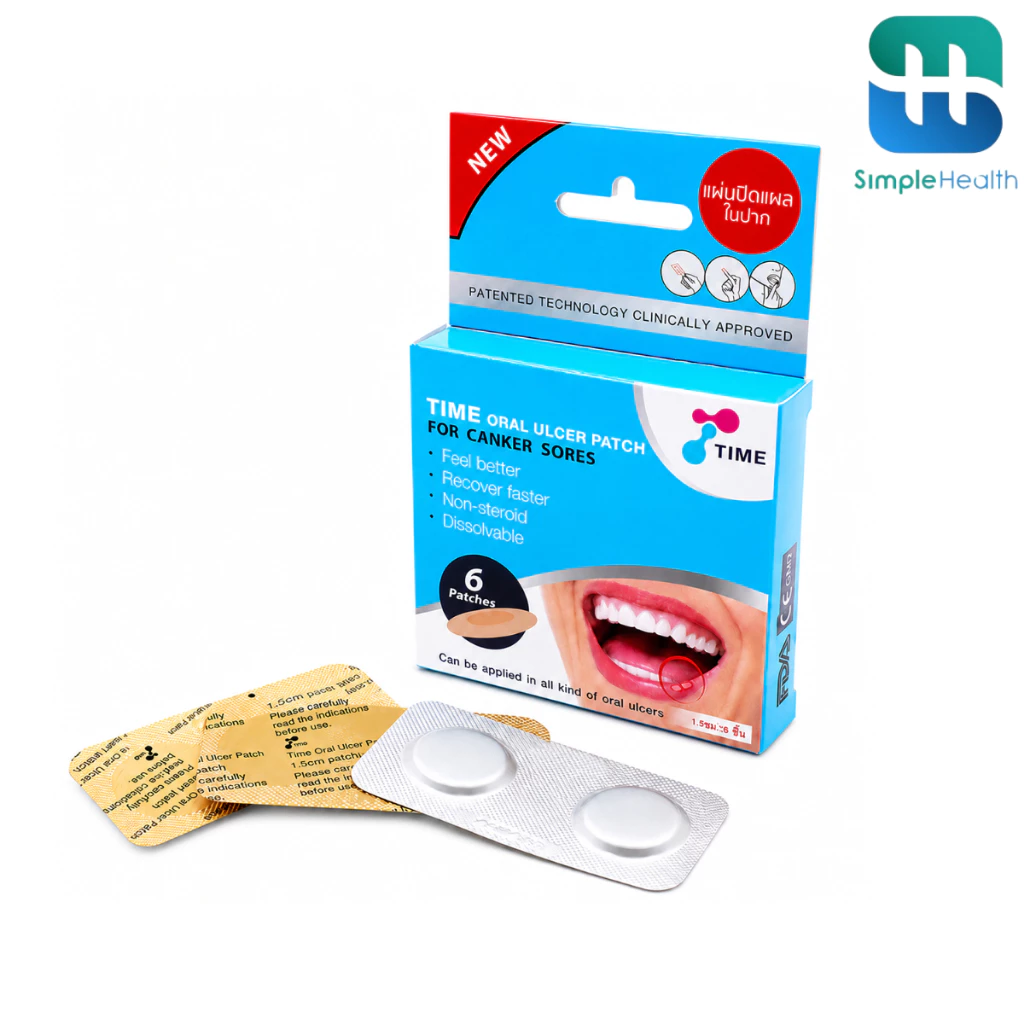 Simple Healthcare แผ่นปิดแผลในช่องปาก Time Oral Ulcer Patch รักษาแผลร้อนใน ลดความเจ็บ ไร้สารสเตียรอยด์