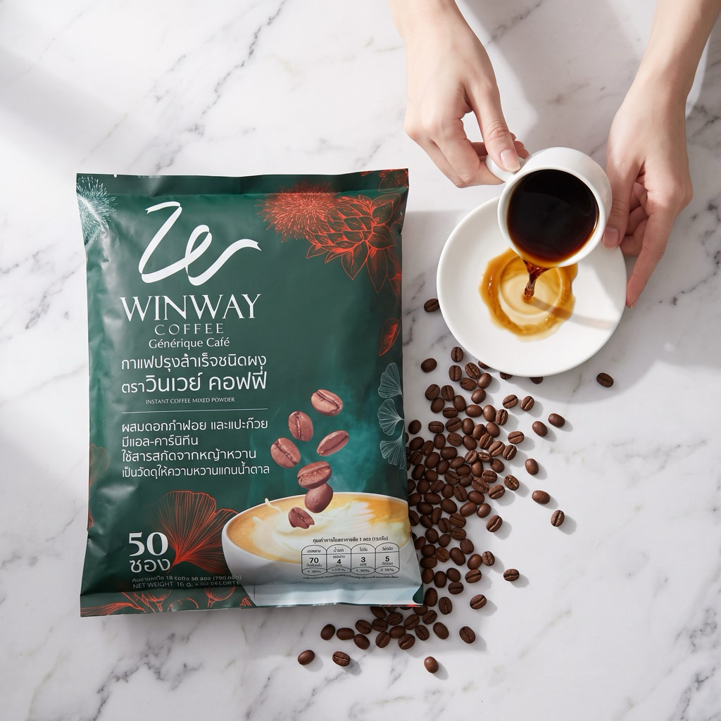 กาแฟวินเวย์ ✅ แท้💯% WinWay**มีเก็บเงินปลายทาง** (1 ถุง 50 ซอง)