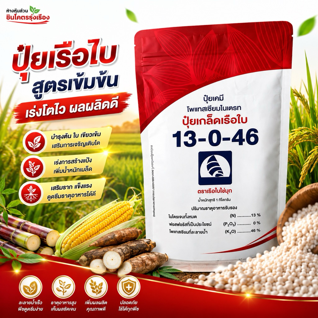 (1ถุง)ปุ๋ยเกล็ดตราเรือใบ สูตร 13-0-46