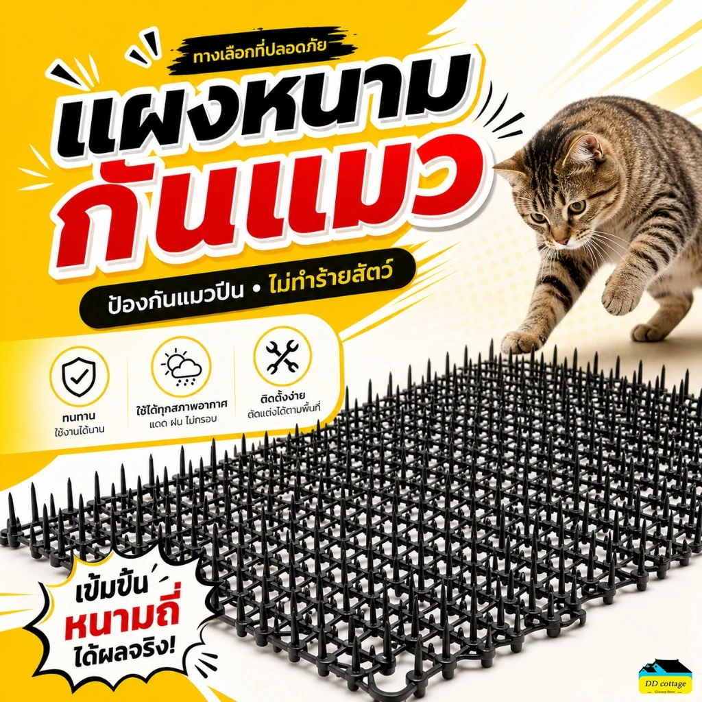 ซื้อ 5 แถม 5 หนามไล่แมว มี 2 ขนาด ไล่นกพิราบ หนามกันแมว ที่กันแมว ยางหนามแมว ปลอดสารพิษ