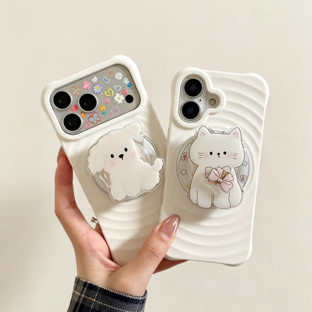 Ripple ขาว เคสกันกระแทก ติ๊กต๊อก ชาร์จได้ pop up แม่เหล็ก สำหรับ for iPhone17/pro/max 16/pro/max 15/pro/max 14/pro/max