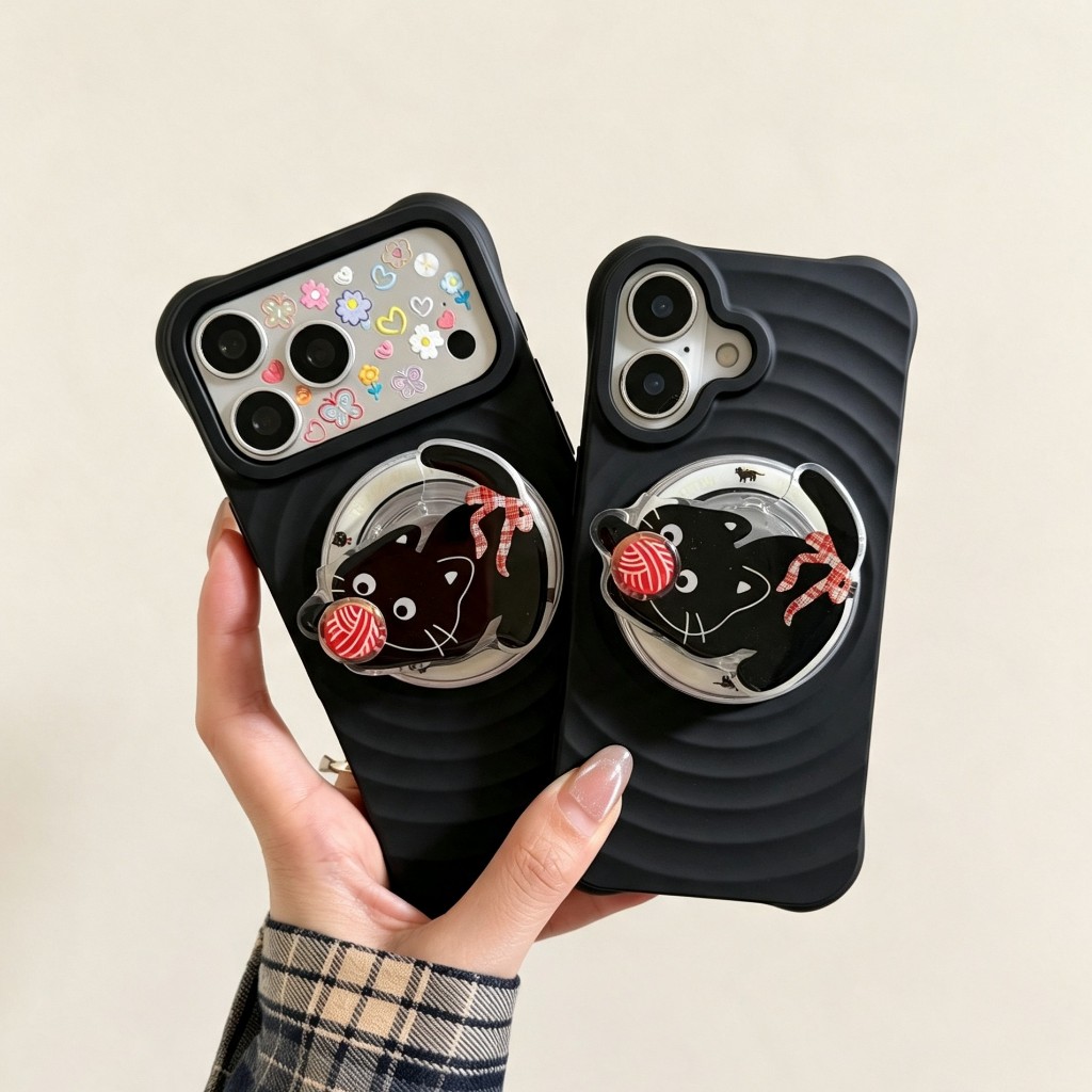 Ripple ดำ เคสกันกระแทก ติ๊กต๊อก ชาร์จได้ pop up แม่เหล็ก สำหรับ for iPhone17/pro/max 16/pro/max 15/pro/max 14/pro/max