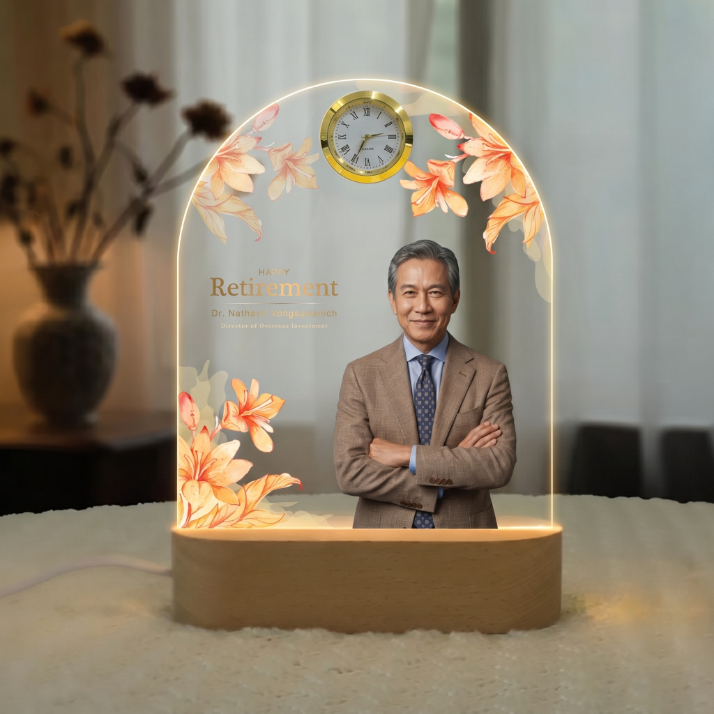 HappyLife Watch Memory Collection โคมไฟอะคริลิก พร้อมนาฬิกา สั่งทำใส่รูปได้ ของขวัญวันรับปริญญา และตามเทศกาลต่างๆ