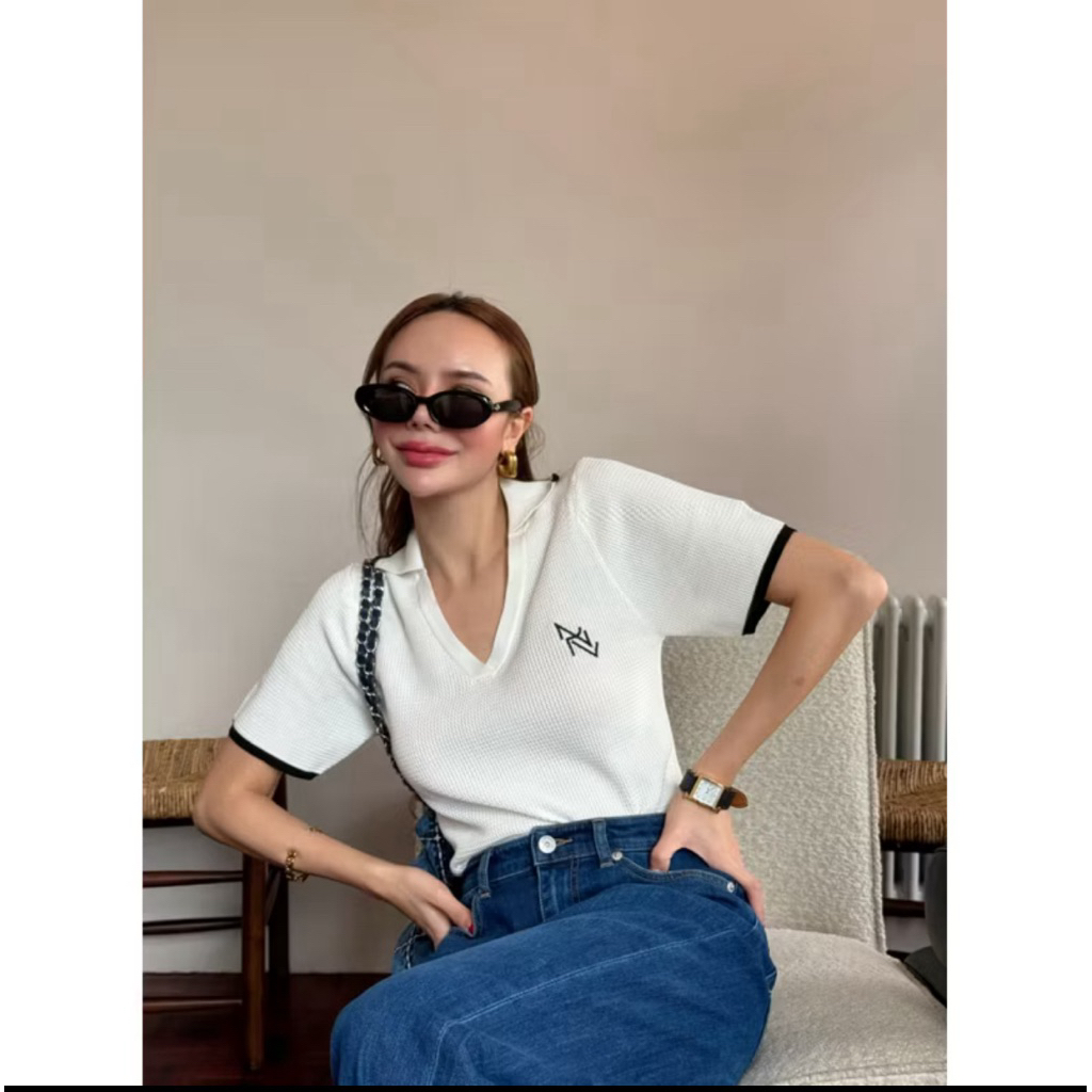 used เสื้อคอปก แบรนด์ NPV ผ้า knit