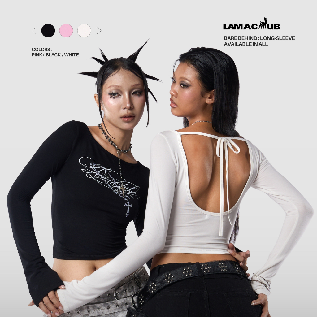 LAMACLUB Bare behind เสื้อแขนยาวผูกหลัง (SIZE S-M / L-XL)