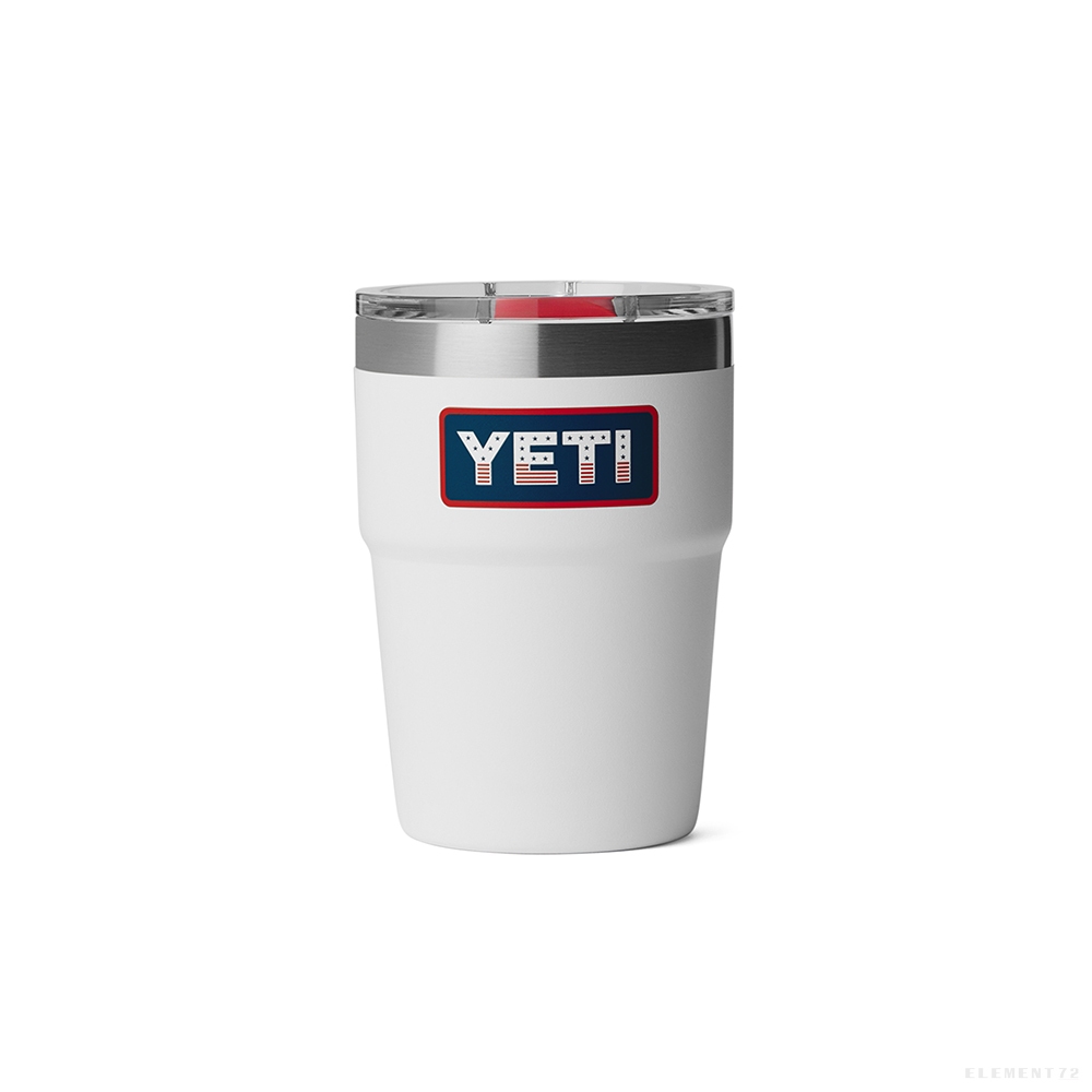 YETI แก้วเยติ สำหรับใส่เครื่องดื่ม RAMBLER 16 OZ STACKABLE CUP WITH MAGSLIDER LID WHITE/BADGE ,RED/B