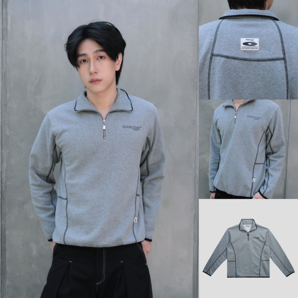 Garcon grey logo cutting Long sleeve shirt | เสื้อสเวตเชิ้ต