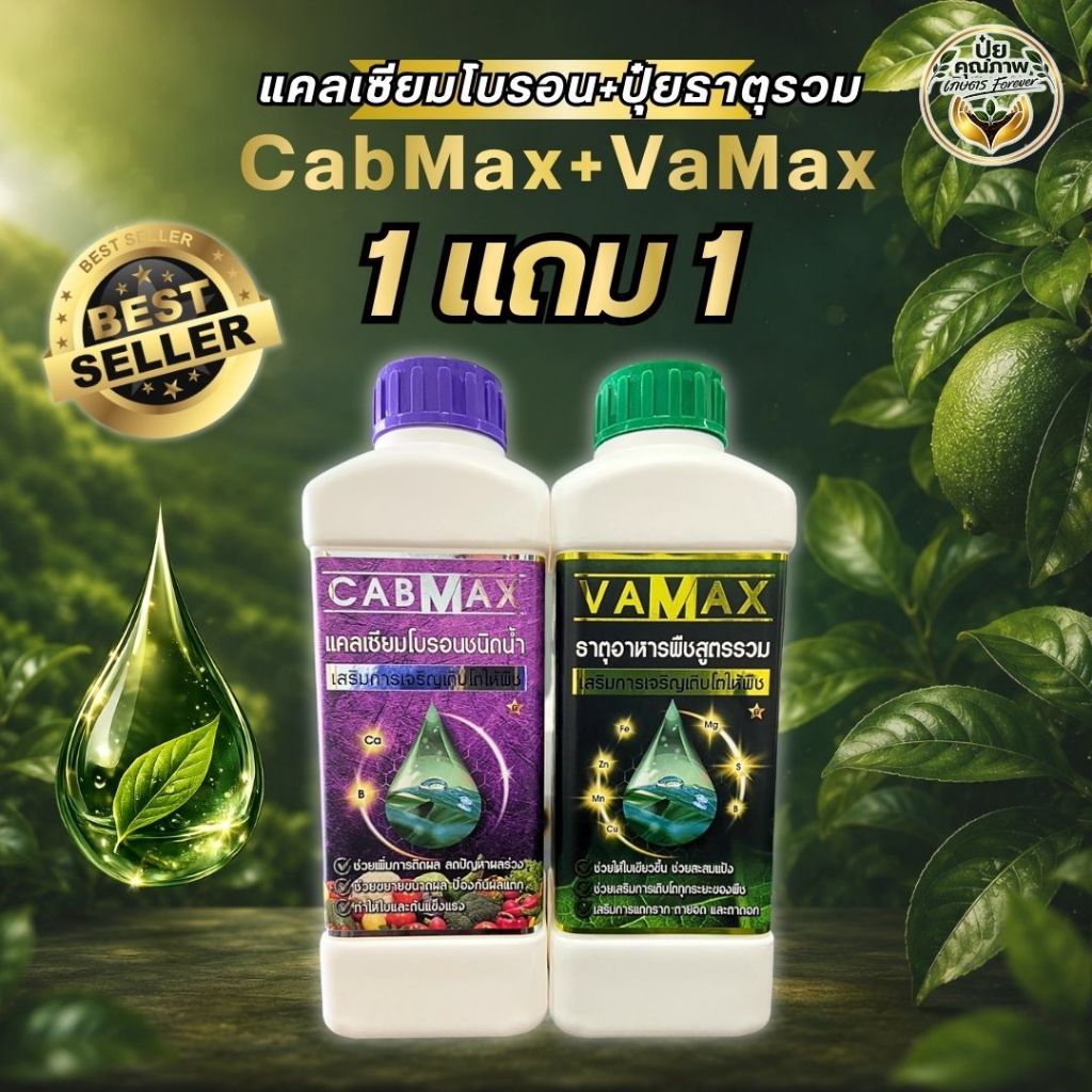 [1แถม1] CabMax+VaMax แคลเซียมโบรอนเข้มข้ม แถม ปุ๋ยธาตุรวม
