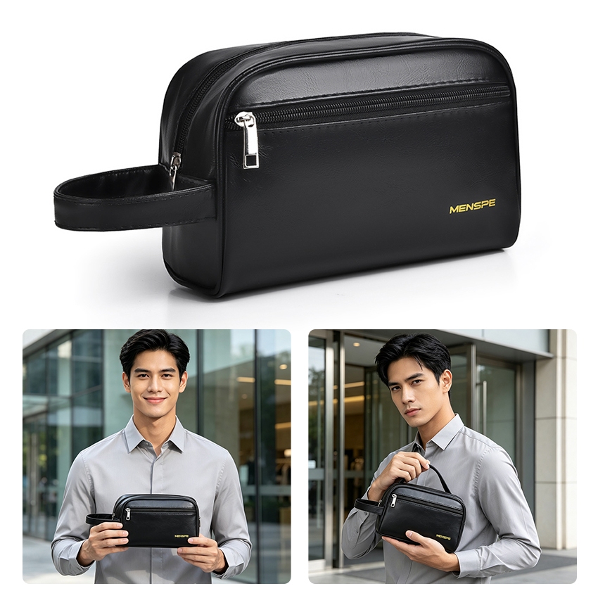 MENSPE Cosmetic Bag PU Bag Large Capacity Bag Makeup Pouch Handbag Organizer Large Capacity Cosmetic Bag