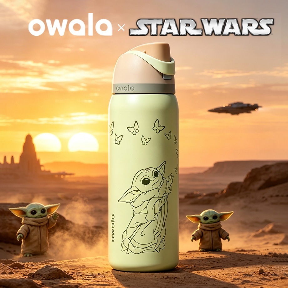 Owala Star Wars Grogu 32oz กระติกสแตนเลส เก็บเย็นนาน กันหก มีหลอด ของแท้จาก USA พร้อมส่งวันนี้