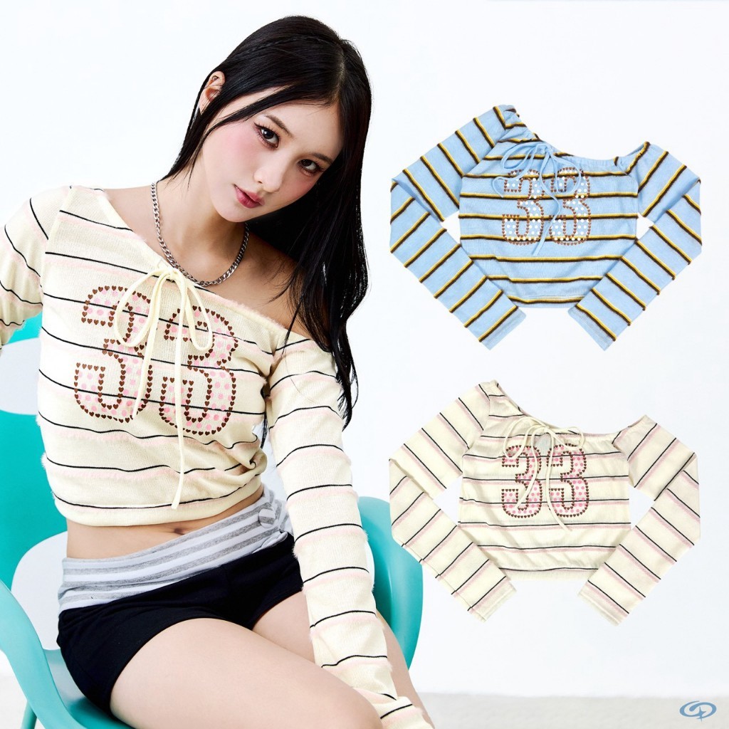 DADDYCLUB ( NTN ) | 33 Stripes Top เสื้อยืด ปาดไหล่ สุดเท่