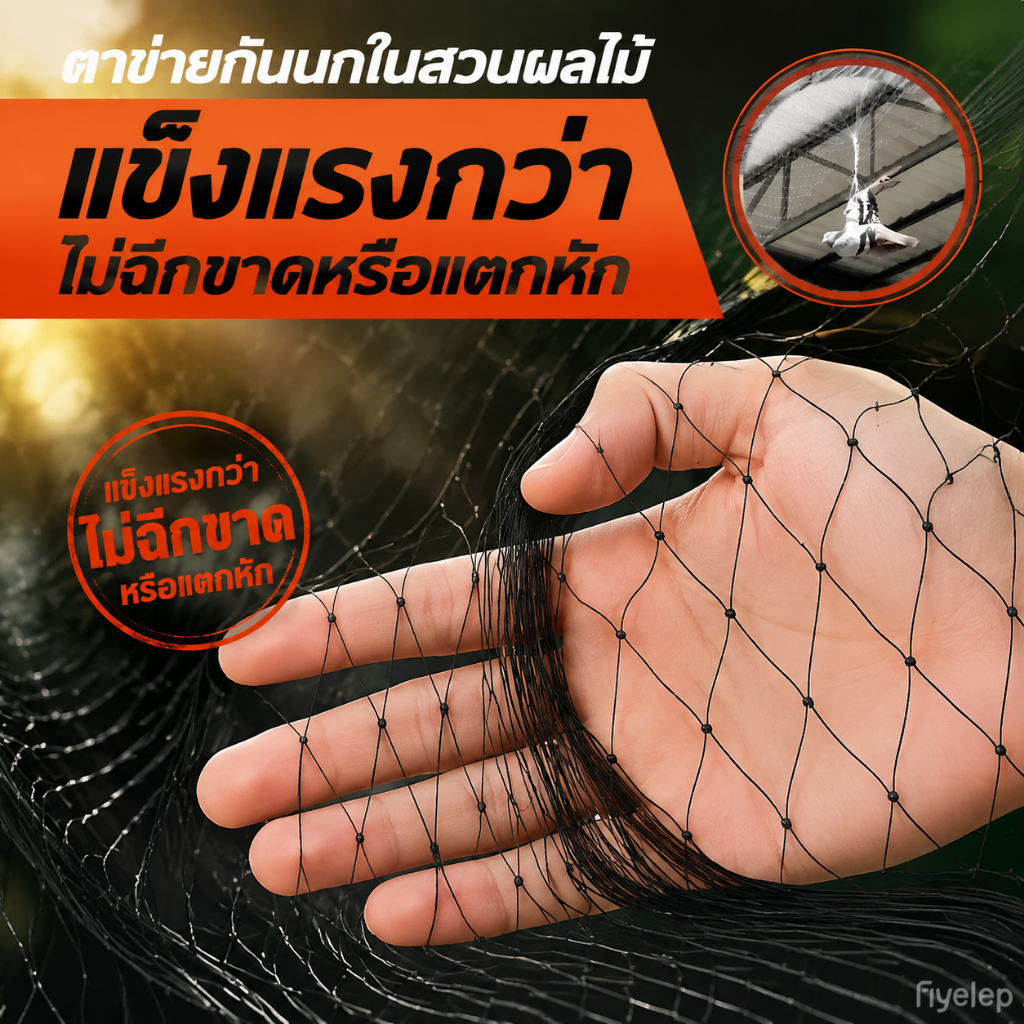 กันนก เกรดA ตาข่ายกันนก ตาข่ายไนล่อน อวนล้อมไก่ ตาข่ายอเนกประสงค์ อุปกรณ์ควบคุมศัตรูพืชที่ทนทาน