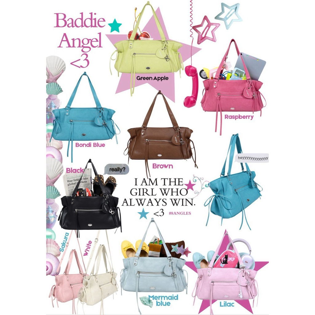 8angles - Baddie Angel (Size 13 นิ้ว) น้ำหนักเบา! ใส่ iPad ได้ มีสาย Crossbody แถมทนน้ำ ทนฝนด้วย E070