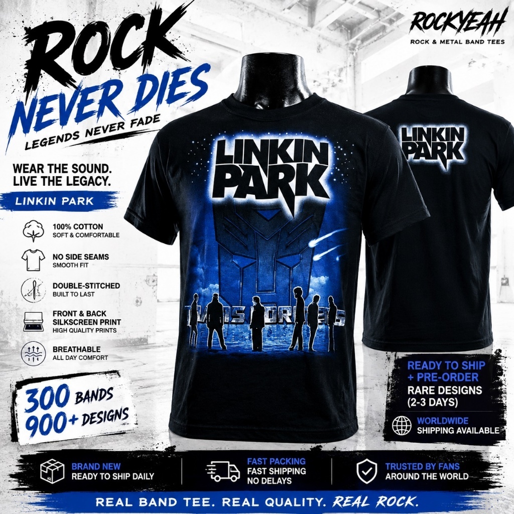 เสื้อวง LINKIN PARK ลาย Transformers ยุคภาพยนตร์ดัง Graphic Band Tee สีดำ LPK1490