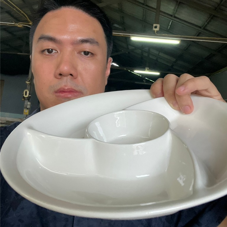 จานเซรามิกแบบใส่หม้อนึ่งได้ จานแบบมีช่องแบ่ง ขนาด25cm สูง3.5cm ออกใบกำกับภาษีได้