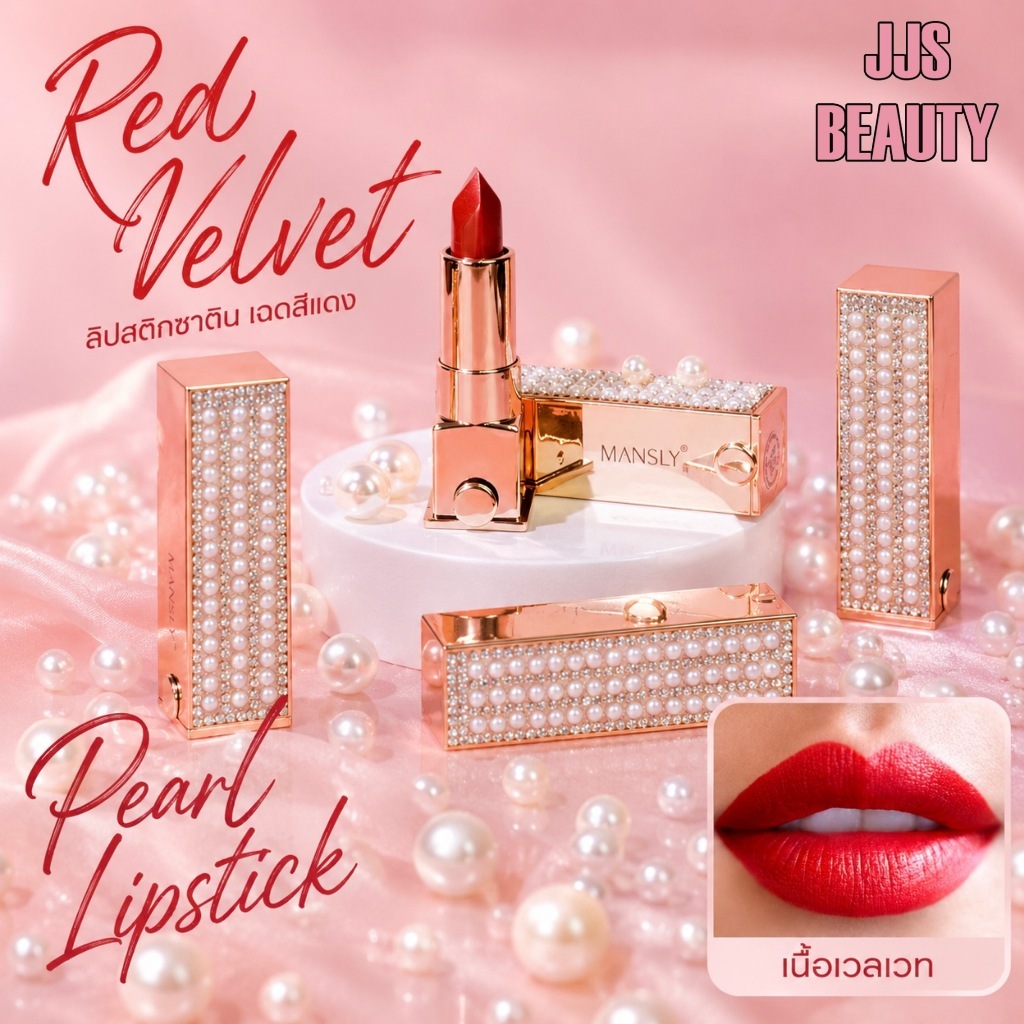 ลิปสติก MANSLY Pearl Lipstick ลิปสติกหัวตัดทรงเพชร #318 แดงอมส้ม เม็ดสีแน่นชัด อวบอิ่ม ลิปสติกเนื้อนุ่มเกลี่ยง่า M178