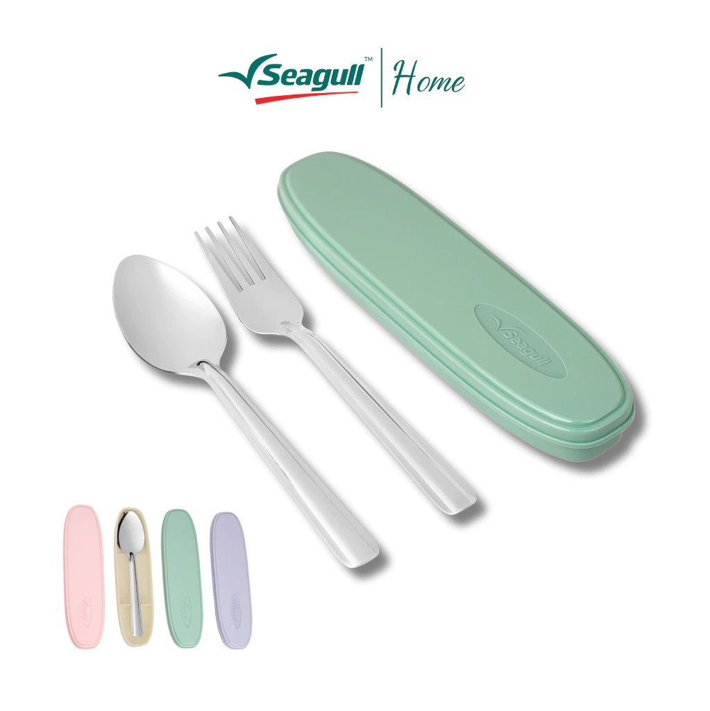 ของแถมคละสี Seagull ชุดช้อนส้อมพร้อมกล่องพลาสติก ข้าวไทย