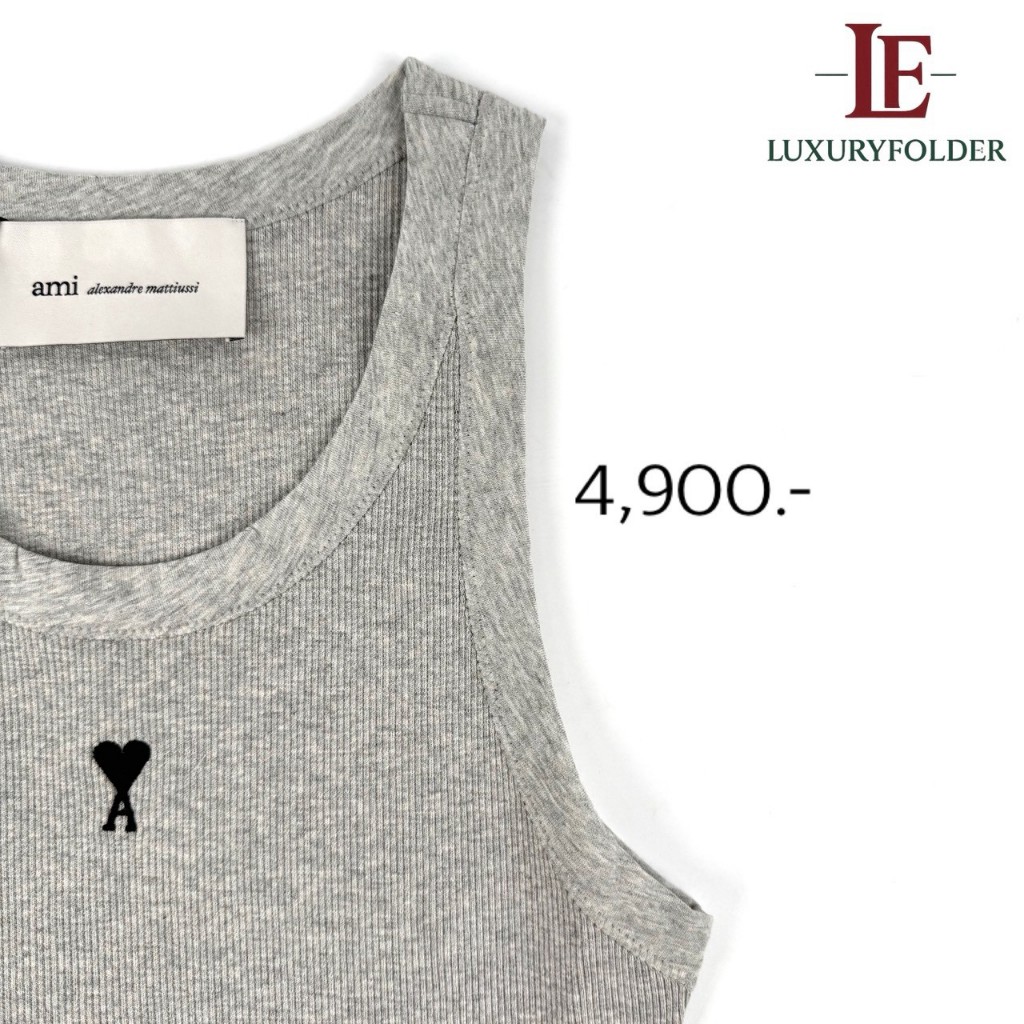 Ami Paris De Coeur TANKTOP Shirts รุ่น FTP811 สี Grey มี QR แสกนเช็คของแท้ได้ทุกตัวค่า ของแท้ 100%