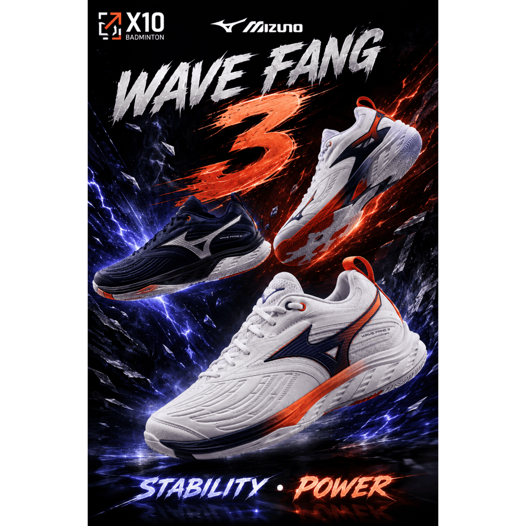 MIZUNO WAVE FANG 3 รองเท้าแบดมินตัน Mizuno รุ่นใหม่ล่าสุด สาย Stability & Power ซัพพอร์ตแน่น ของแท้