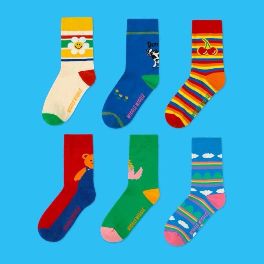 ถูกที่สุด ถุงเท้า wiggle wiggle patterned socks ลดราคา ของแท้ จาก เกาหลี