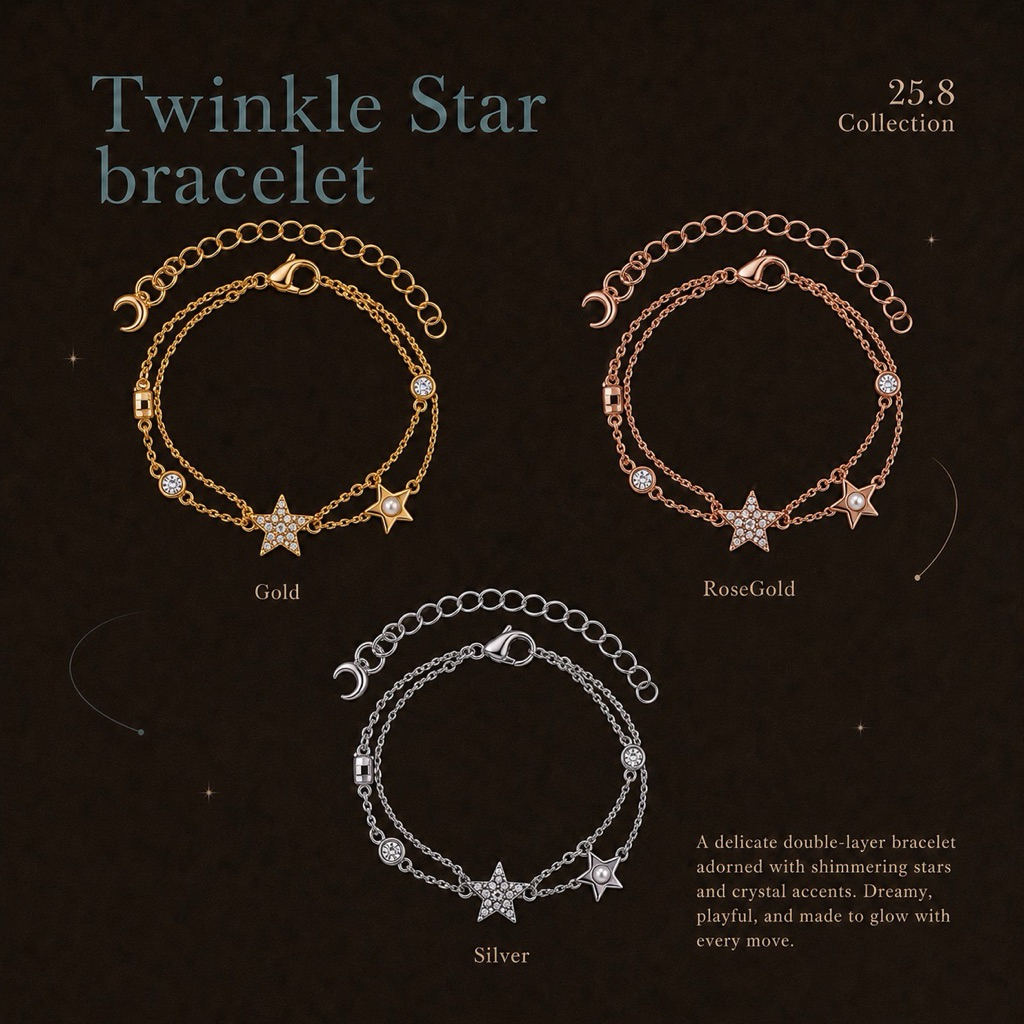Socrush.bkk | TWINKLE STAR bracelet | SB-119 | สร้อยข้อมือ สองเลเยอร์ ดาว