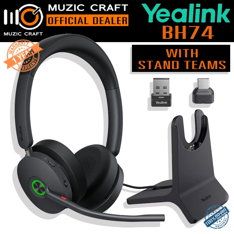 Yealink BH74 Teams USB-C/A with Charging Stand *ของแท้รับประกัน 2ปี* Wireless Bluetooth Headset, หูฟ