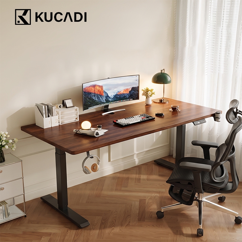 KUCADI โต๊ะปรับระดับไฟฟ้า โต๊ะคอม โต๊ะทำงานยืดหยุ่นไฟฟ้า ที่เหมาะสมต่อรูปร่างมนุษย์ ใช้ได้สำหรับการทำงาน