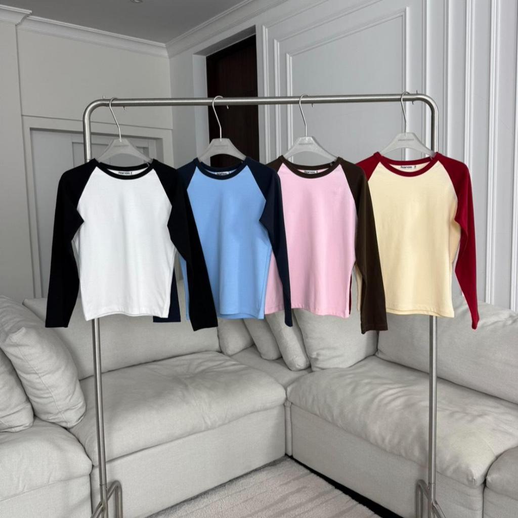 PTSL044 Raglan Long-sleeve เสื้อยืดคอกลมแขนยาวผ้ายืด PROMTHONG(งานไซส์)