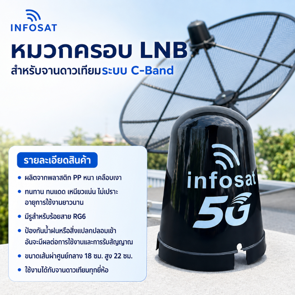 INFOSAT หมวกครอบ LNB-5G หมวกจานดาวเทียม C-Band (เหมาะกับจาน150-185CM.)