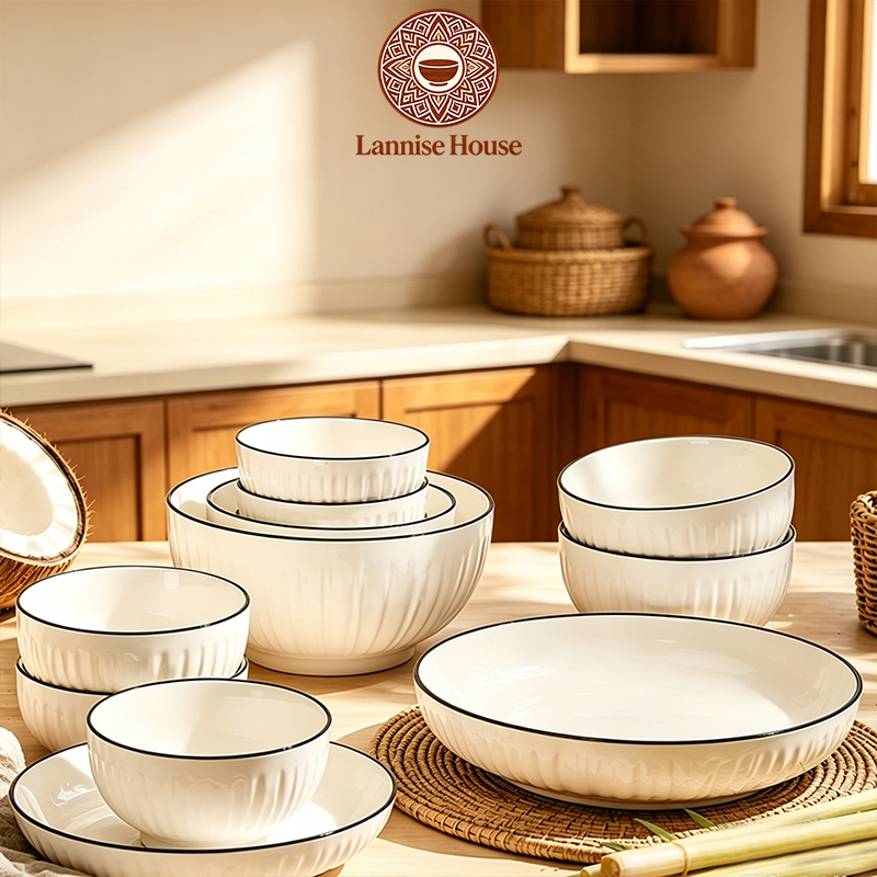 Lannise House จาน ชาม เซรามิกลายฟักทอง สไตล์มินิมอลญี่ปุ่น เครื่องครัวดีไซน์สวย ราคาถูก คุณภาพดี