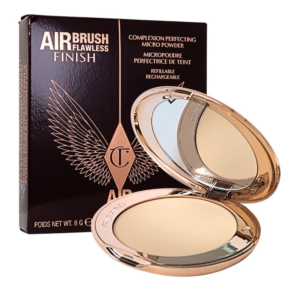 รับประกันของแท้ Charlotte Tilbury airbrush flawless finish powder สี Fair, Medium แป้งอัดแข็งในตำนาน