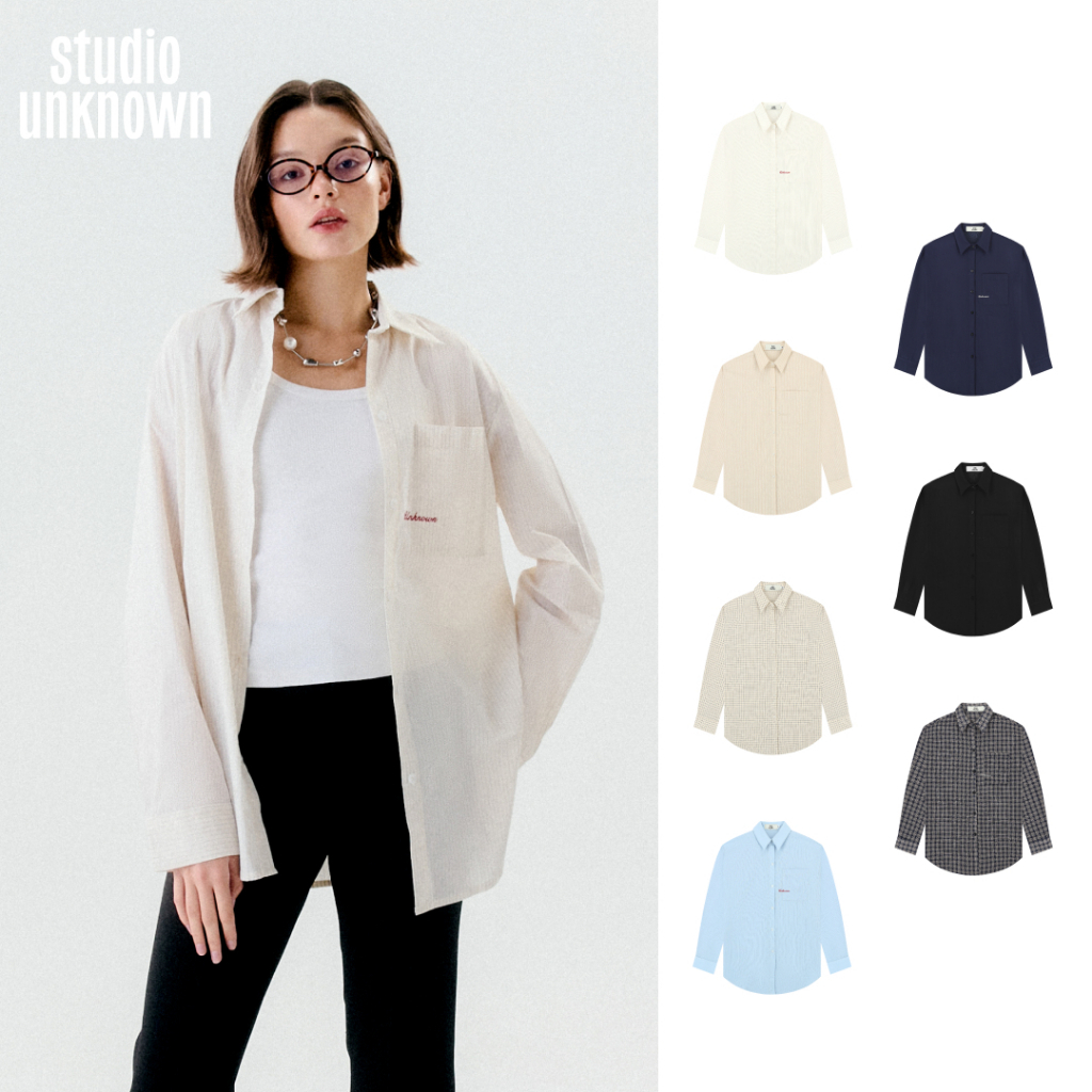 STUDIO UNKNOWN - (เฉพาะสี Navy Plaid ส่ง 7/10) SSS01 Jane Oversized Shirt เสื้อเชิ้ตโอเวอร์ไซส์ ดีเท