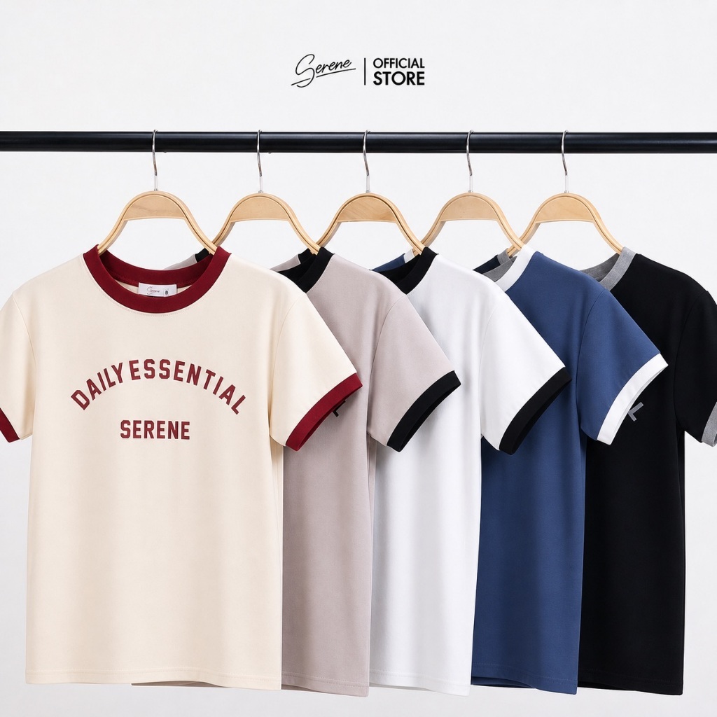 Serene's Choice เสื้อยืดคอกลม รุ่น Daily เสื้อยืดแขนสั้นกุ๊นขอบตัดสี เสื้อผู้หญิง สกรีนโลโก้ สไตล์เกาหลี รูปที่ 3