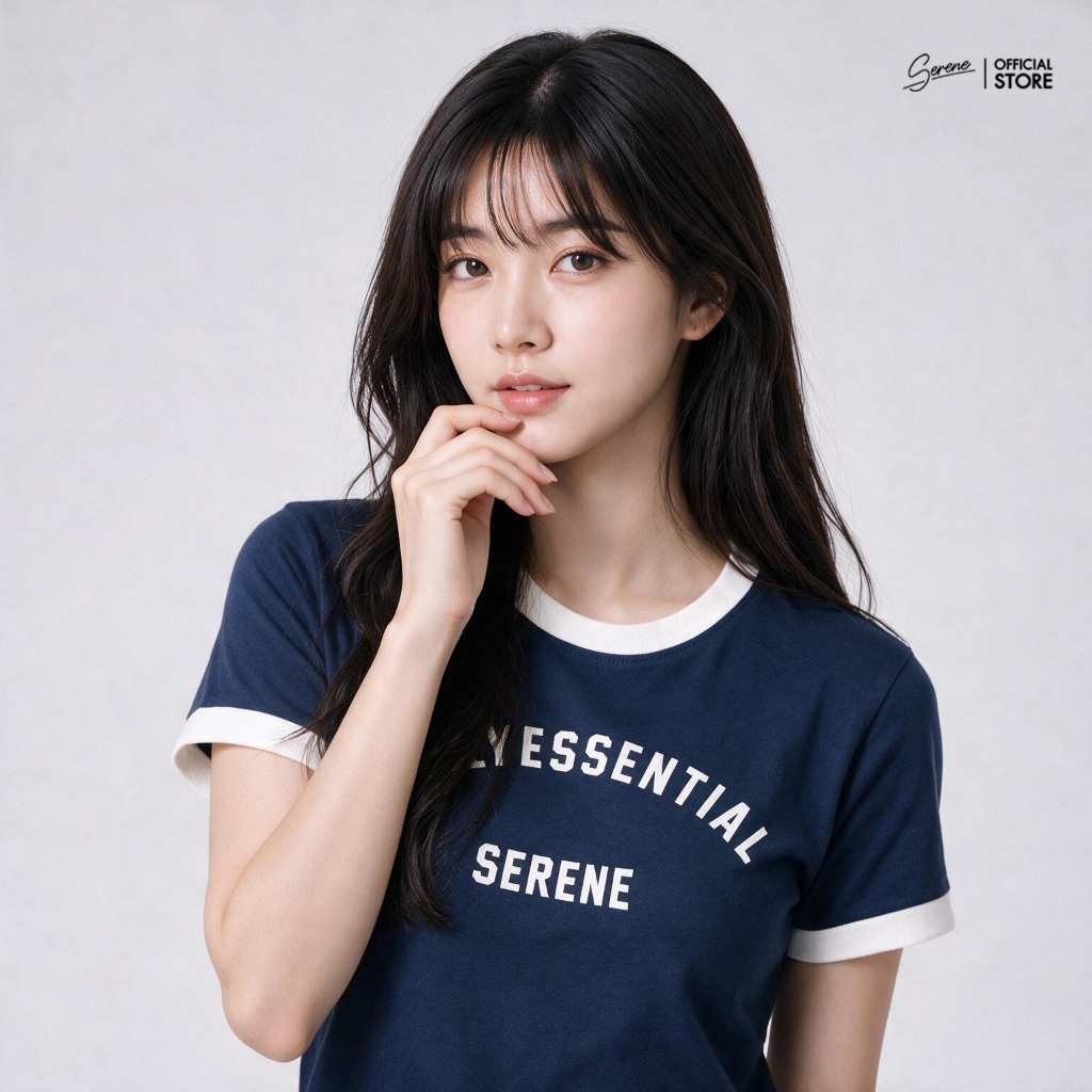 Serene's Choice เสื้อยืดคอกลม รุ่น Daily เสื้อยืดแขนสั้นกุ๊นขอบตัดสี เสื้อผู้หญิง สกรีนโลโก้ สไตล์เกาหลี รูปที่ 5