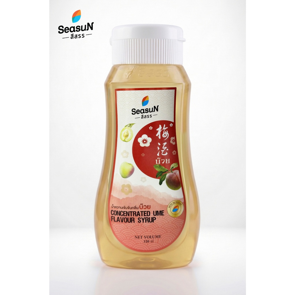 ไซรัปหญ้าหวาน สูตร KETO กลิ่นบ๊วย ตราสีสรร ขนาด 320 ml.