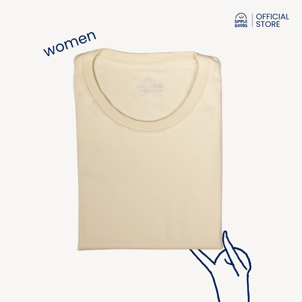 SIMPLEGOODS เสื้อยืดผู้หญิงสีงาช้าง คอตตอน 100% ผ้านุ่มเบาเหมือนไม่ได้ใส่ ด้วยนวัตกรรม Lighthweighty