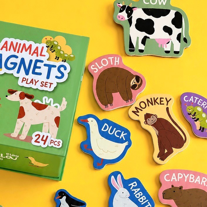 การ์ดแม่เหล็กสัตว์น้อยทำจากไม้ wooden animal magnet for kids