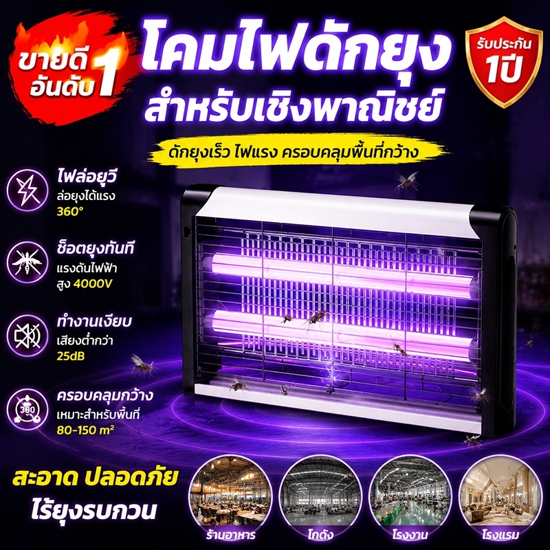 อัพเกรดใหม่ เครื่องดักยุง LEDคลื่นไวโอเล็ตชีวภาพ 360กริดไฟฟ้าองศา ยุงไม่มีที่ให้หนี (โคมไฟดักยุง ไฟไล่ยุง )